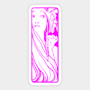 Alphonse Mucha "the muse of art" (pink) Sticker